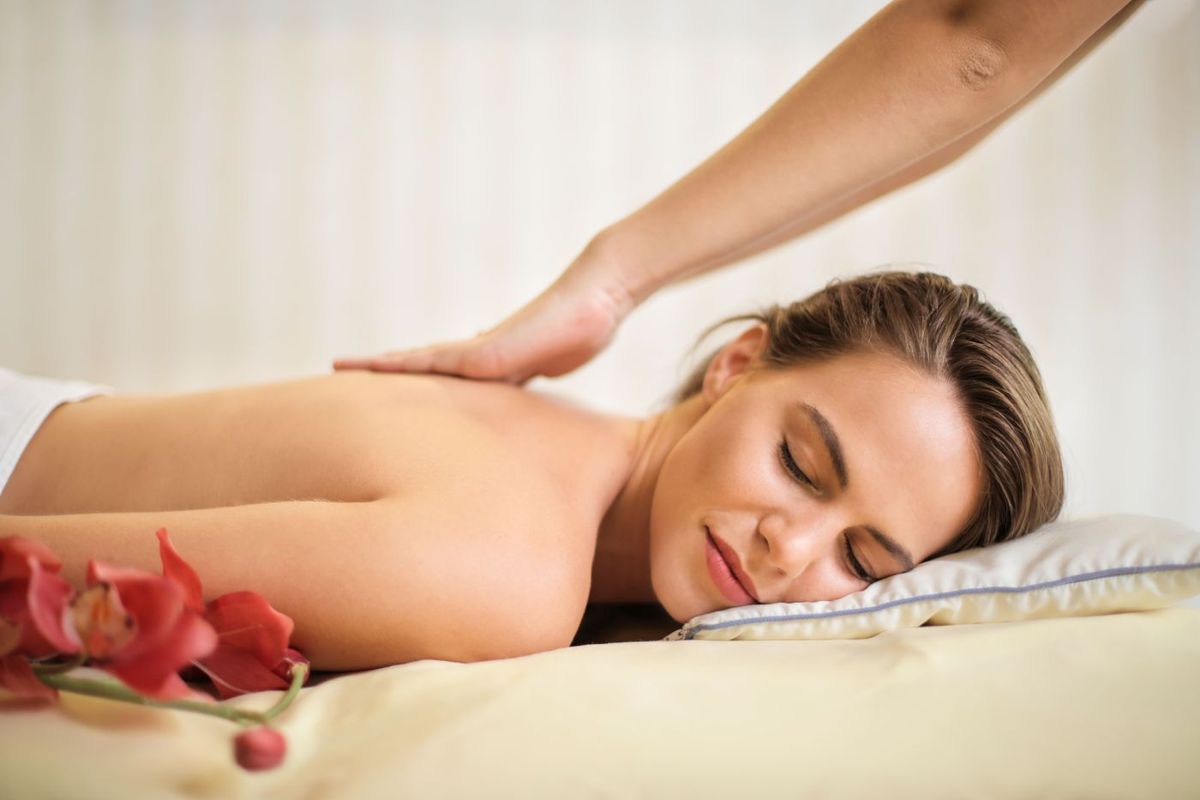 Woman relaxing during a back massage