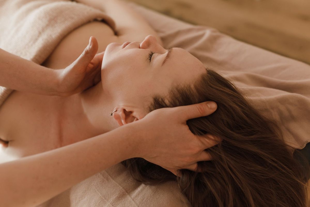 Woman enjoying a gentle head massage